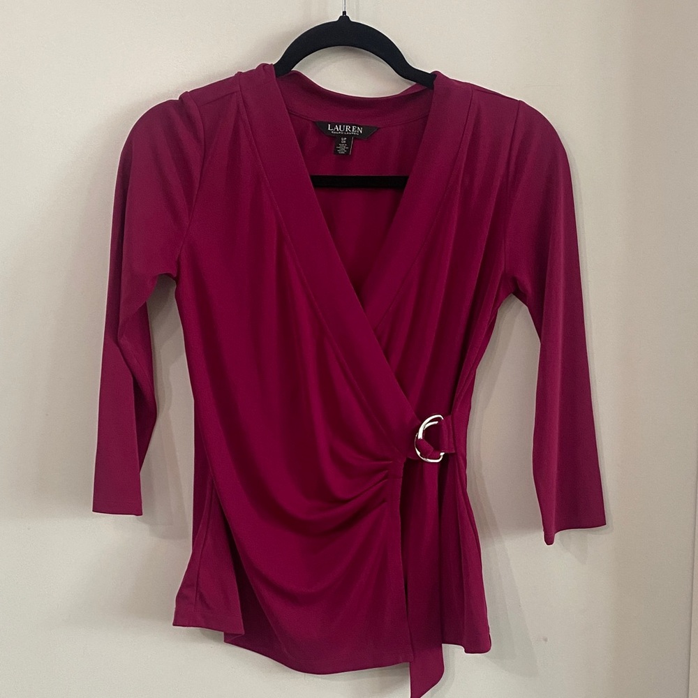 Ralph Lauren Fuchsia Wrap Blouse